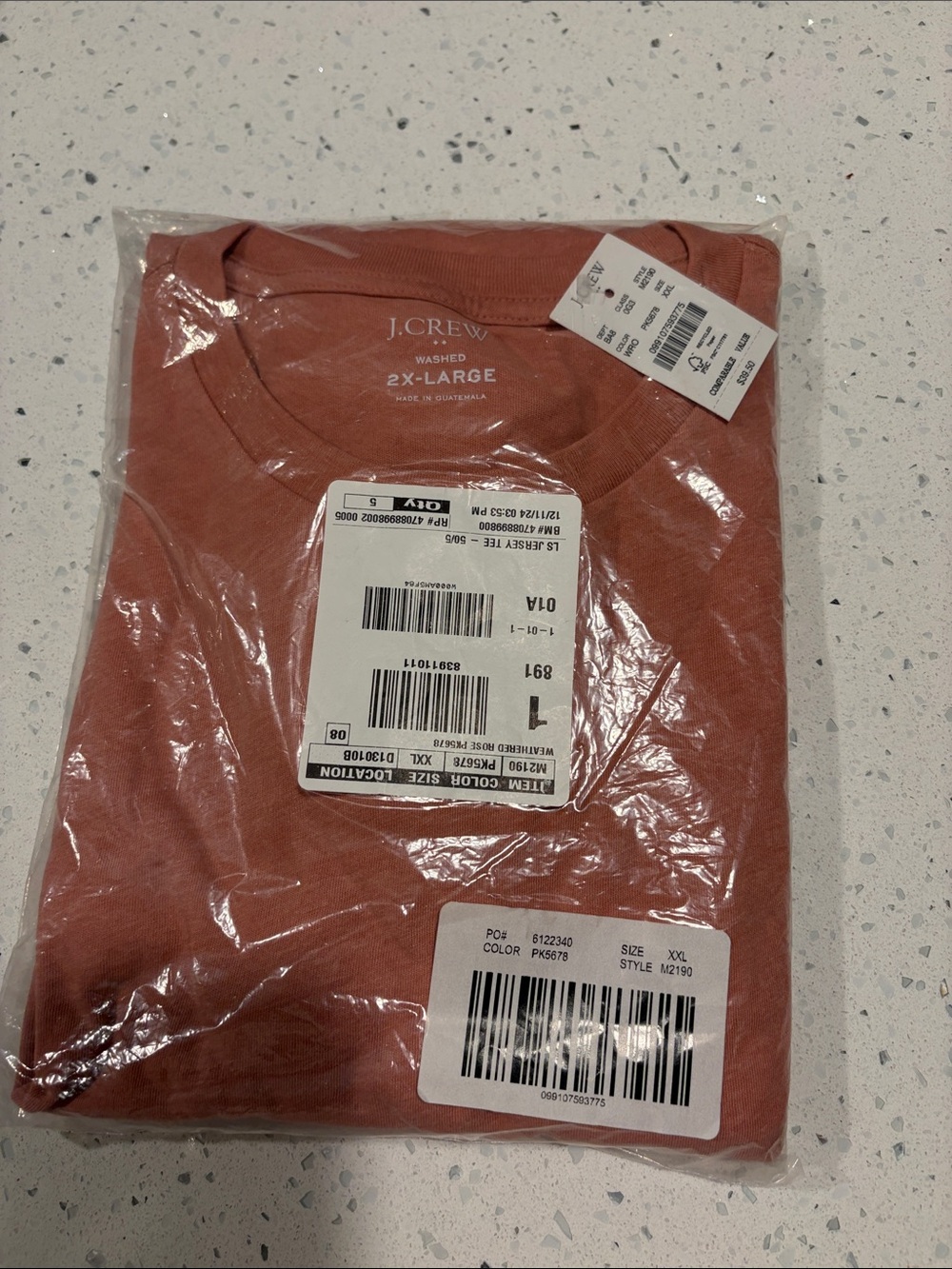 J. Crew Factory Washed Long Sleeve Tee in Rust Pink